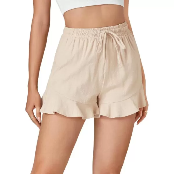 LYANER Women’s 2024 Casual Shorts High Waist Elastic Drawstring Ruffle Summer Cute Beach Shorts