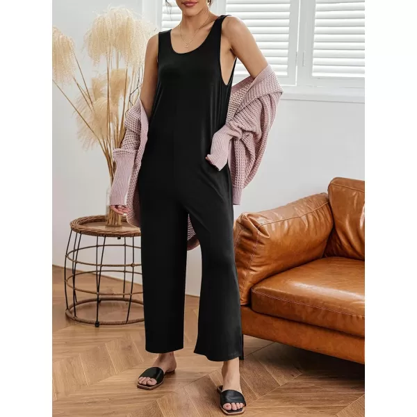 LYANER Women's Casual Crewneck Jumpsuit with Pockets
