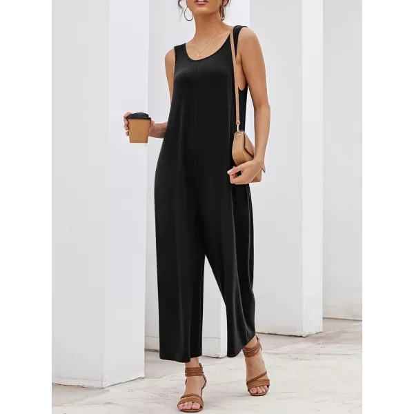 LYANER Women's Casual Crewneck Jumpsuit with Pockets
