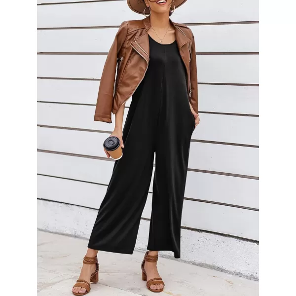 LYANER Women's Casual Crewneck Jumpsuit with Pockets