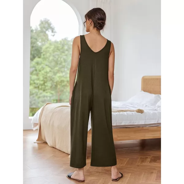 LYANER Women's Casual Crewneck Jumpsuit with Pockets