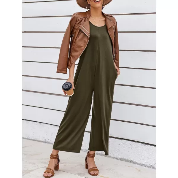 LYANER Women's Casual Crewneck Jumpsuit with Pockets