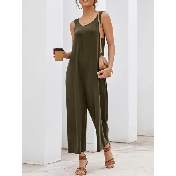 LYANER Women's Casual Crewneck Jumpsuit with Pockets