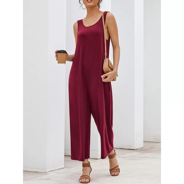 LYANER Women's Casual Crewneck Jumpsuit with Pockets