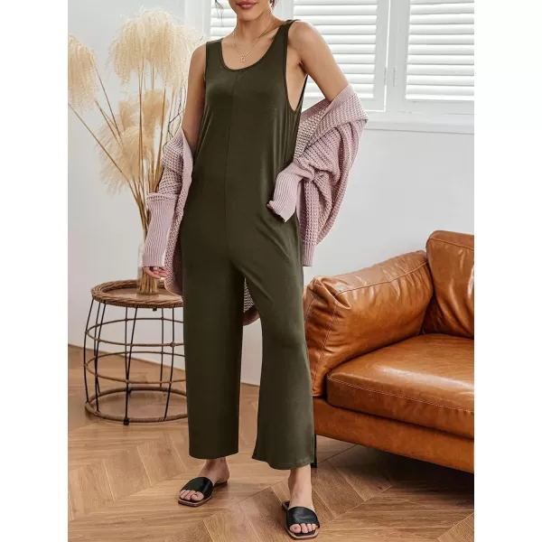 LYANER Women's Casual Crewneck Jumpsuit with Pockets