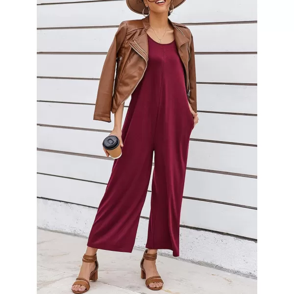 LYANER Women's Casual Crewneck Jumpsuit with Pockets