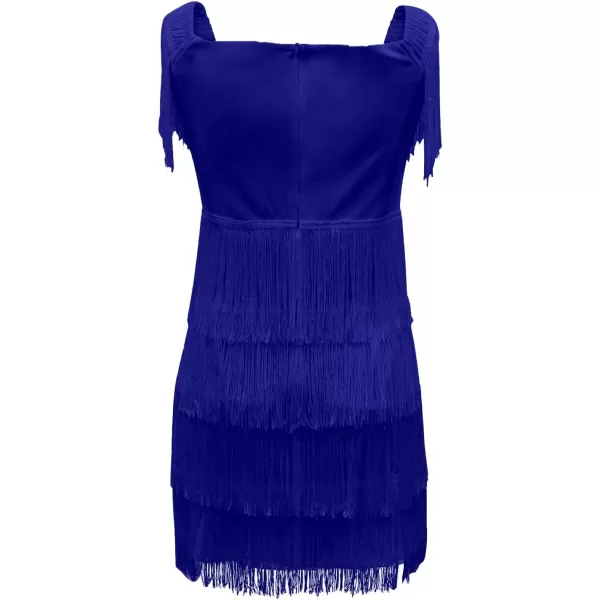LYANER Women's Off Shoulder Wrap Fringe Layers Sleeveless Elegant Party Mini Dress
