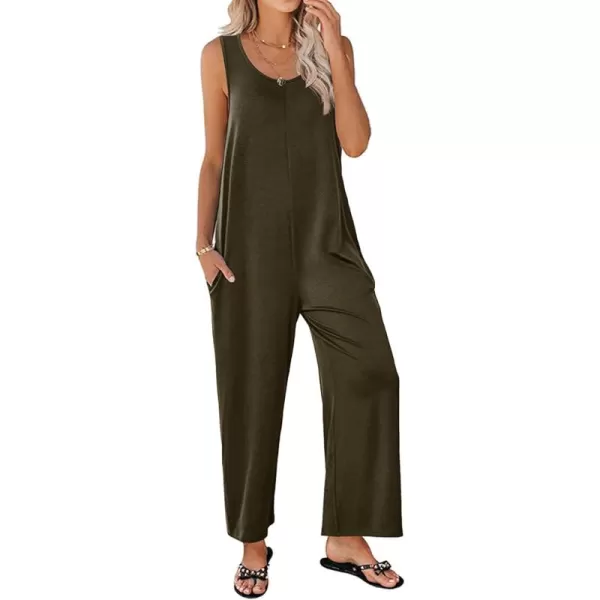 LYANER Women's Casual Crewneck Jumpsuit with Pockets