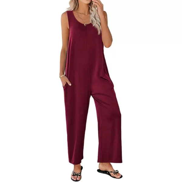 LYANER Women's Casual Crewneck Jumpsuit with Pockets