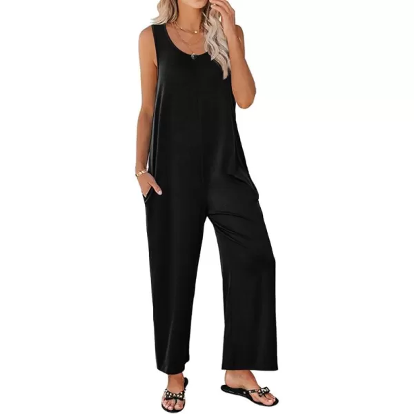 LYANER Women's Casual Crewneck Jumpsuit with Pockets