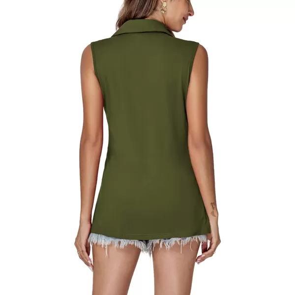 LYANER Women's Button Down Collar Neck Sleeveless Casual Chiffon Blouse Tank Tunic Top