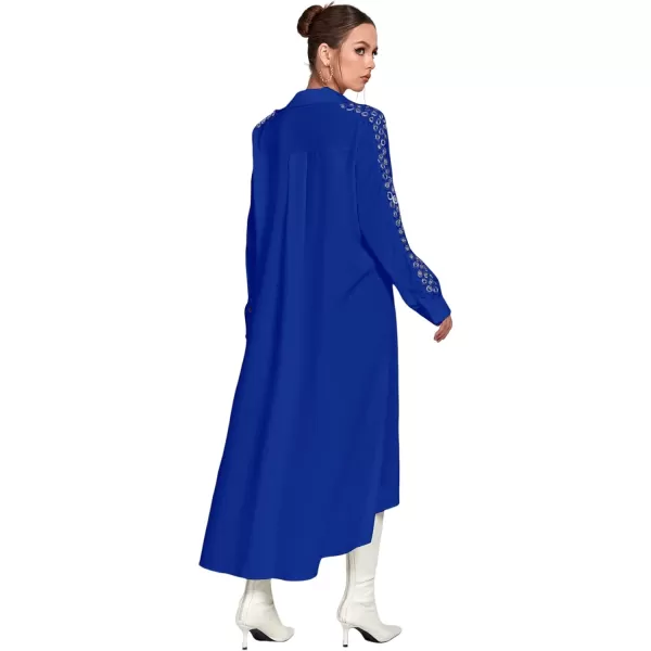LYANER Women's Collar Button Down Flowy High Low Hem Long Sleeve Blouse Shirt Top