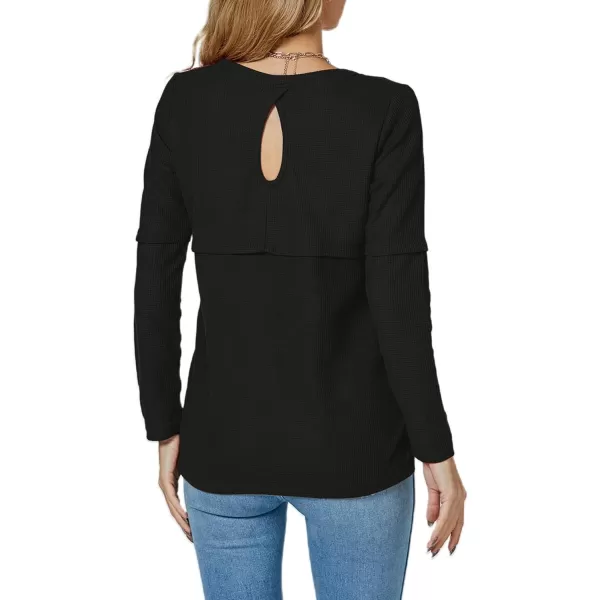 LYANER Women's Crewneck Long Sleeve Backless Loose Fit Tunic Knit Sweatshirt Top