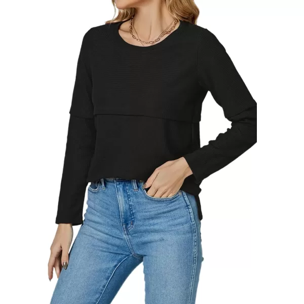 LYANER Women's Crewneck Long Sleeve Backless Loose Fit Tunic Knit Sweatshirt Top