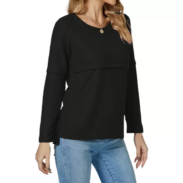 LYANER Women's Crewneck Long Sleeve Backless Loose Fit Tunic Knit Sweatshirt Top