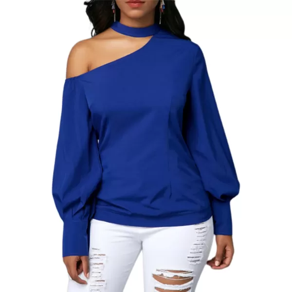 LYANER Women's Sexy One Shoulder Lantern Long Sleeve Blouse Shirt Top