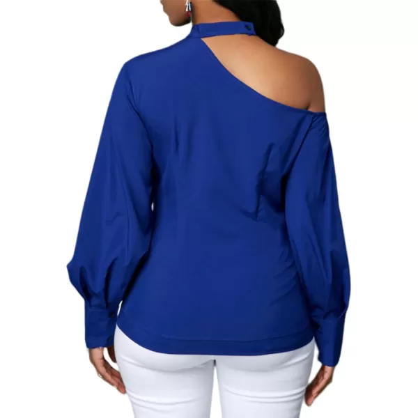 LYANER Women's Sexy One Shoulder Lantern Long Sleeve Blouse Shirt Top