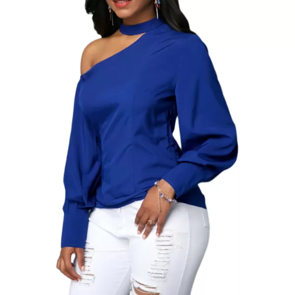 LYANER Women's Sexy One Shoulder Lantern Long Sleeve Blouse Shirt Top