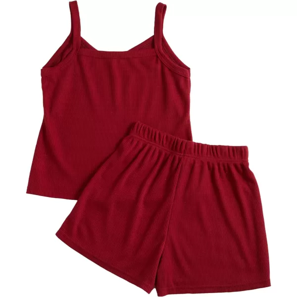 LYANER Women's Waffle Knit Pajamas Set Cami Top and Shorts Sleepwear Lounge Sets