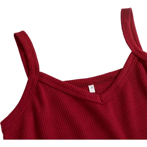 LYANER Women's Waffle Knit Pajamas Set Cami Top and Shorts Sleepwear Lounge Sets