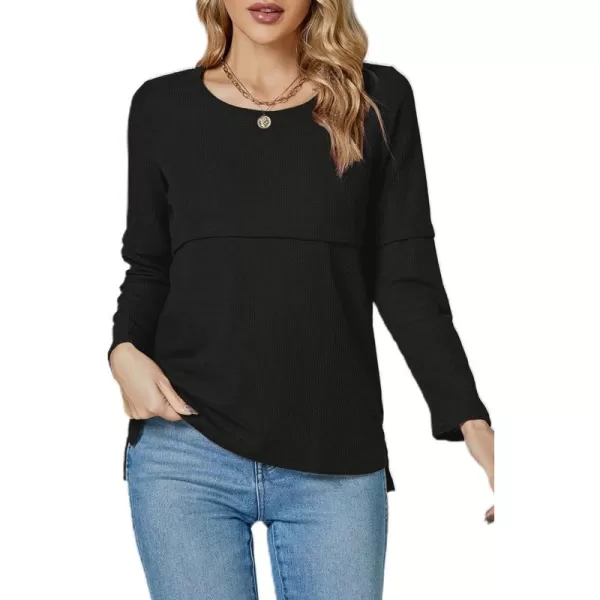 LYANER Women's Crewneck Long Sleeve Backless Loose Fit Tunic Knit Sweatshirt Top