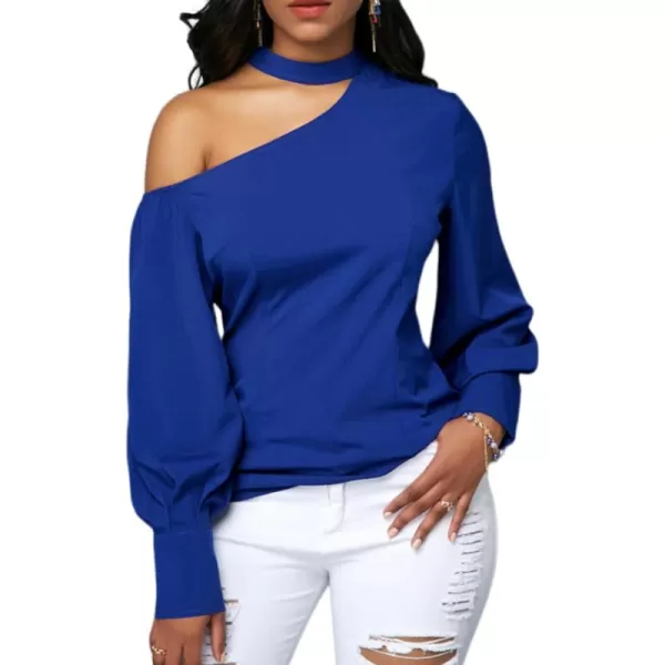 LYANER Women's Sexy One Shoulder Lantern Long Sleeve Blouse Shirt Top