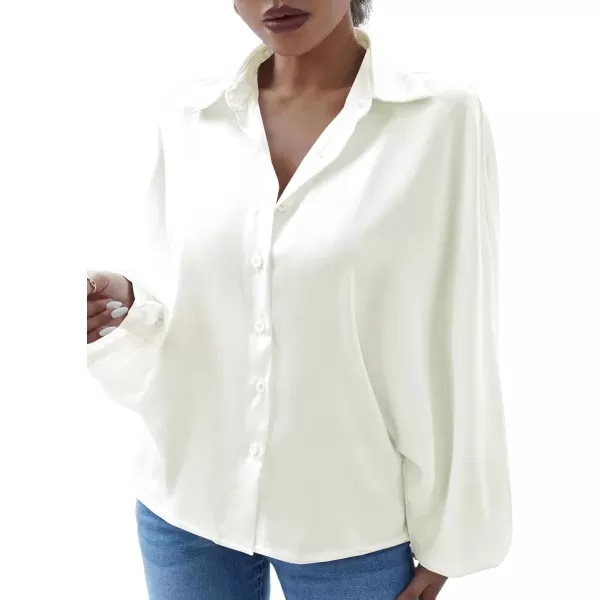 LYANER Women's Button Down Long Sleeve Collar V Neck Cut Out Back Work Blouse