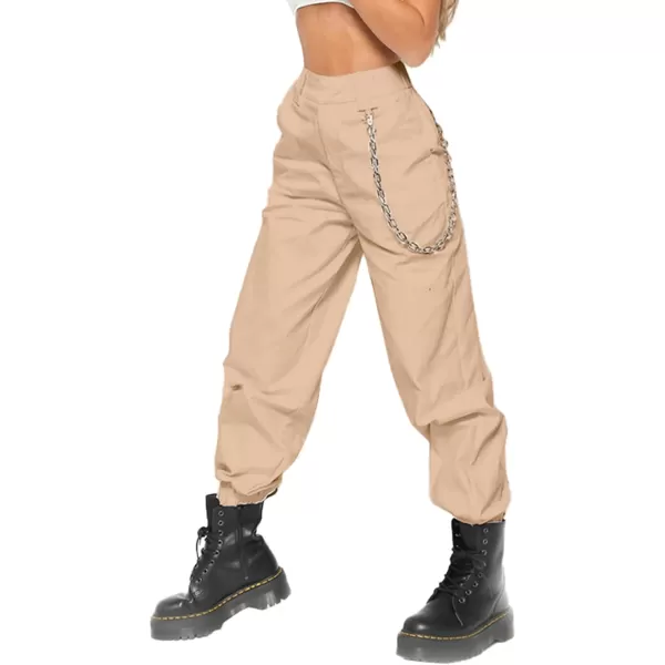 LYANER Women's High Waisted Chain Strap Zipper Jogger Trousers Pants with Pockets