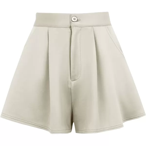 LYANER Women's High Wasit Pleated Button Zipper Flare Shorts