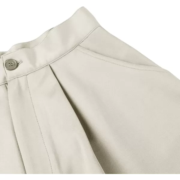 LYANER Women's High Wasit Pleated Button Zipper Flare Shorts