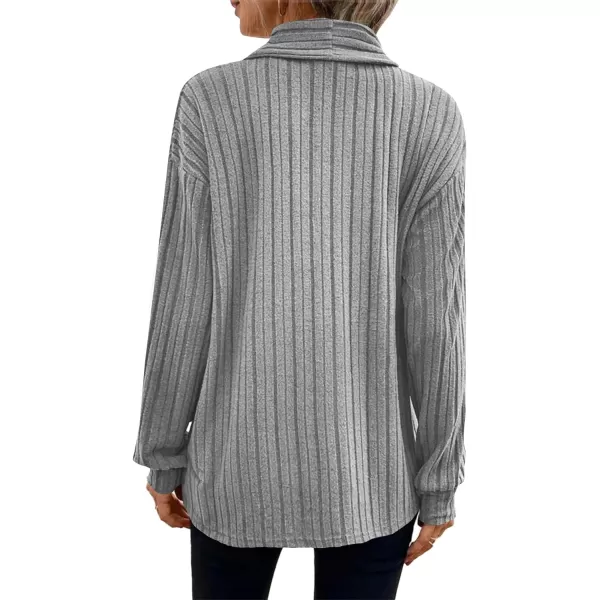 LYANER Women’s Long Sleeve Draped Open Front Ribbed Knit Cardigan Casual Sweater Outerwear