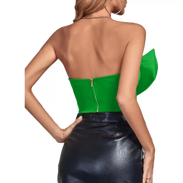 LYANER Women's Sexy Sweetheart Neck Bow Sleeveless Crop Tube Tops Strapless Bustier Cami Corset Top