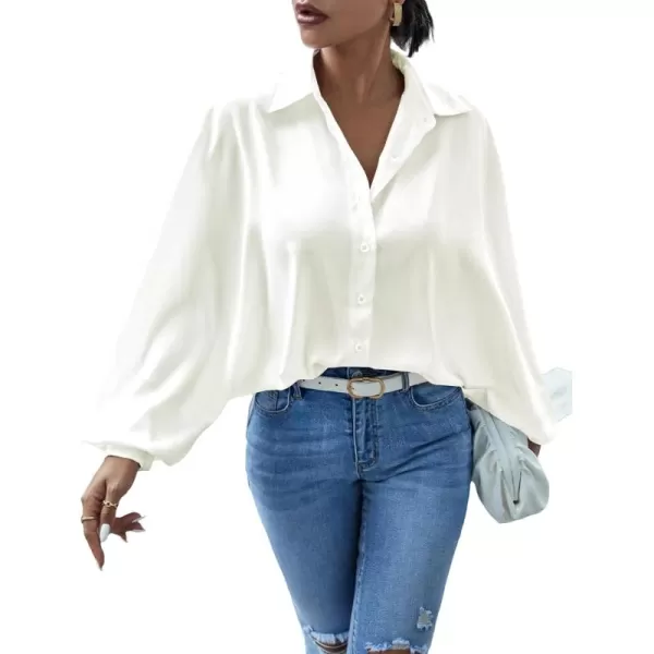 LYANER Women's Button Down Long Sleeve Collar V Neck Cut Out Back Work Blouse