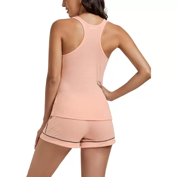 LYANER Women's 2 Piece Pajama Set Scoop Neck Pocket Sleeveless Tank Top Sleepwear with Shorts PJ