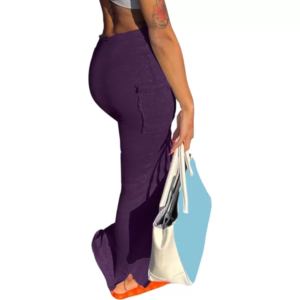 LYANER Women's High Waist Ruched Split Solid Pencil Long Maxi Skirt with Flap Pockets