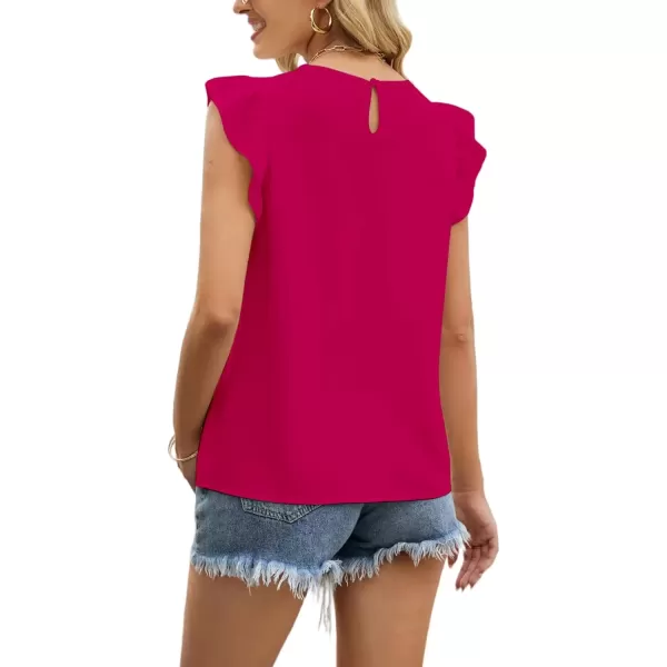 imageLYANER Womens Crewneck Ruffle Trim Sleeveless Summer Tunic Blouse Tank TopRose