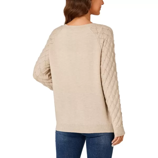 imageLYANER Womens Fall Open Front Cardigan Cotton Knit Button Down Long Sleeve Sweater TopKhaki