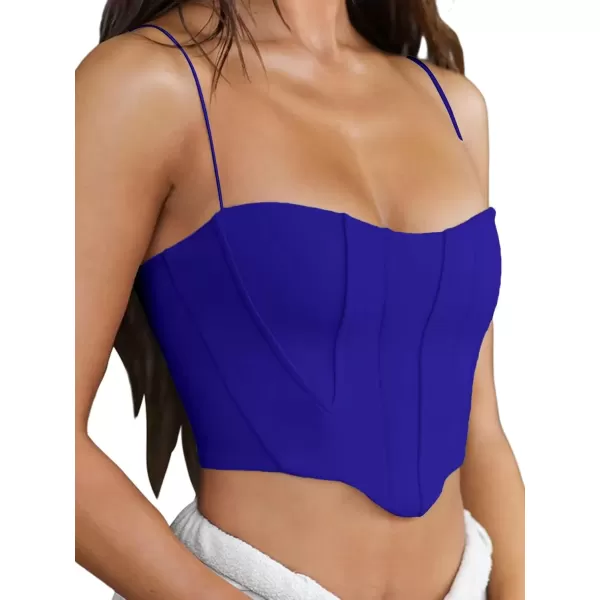 imageLYANER Womens Sexy Sweetheart Neck Sleeveless Crop Tube Tops Strappy Bustier Cami TopRoyal Blue