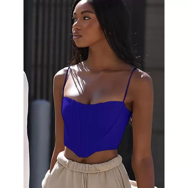 imageLYANER Womens Sexy Sweetheart Neck Sleeveless Crop Tube Tops Strappy Bustier Cami TopRoyal Blue