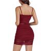 imageLYANER Womens Mesh Dress Sleeveless Bodycon 2 Piece Outfits with Cami ShortsBurgundy