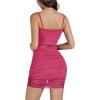 imageLYANER Womens Mesh Dress Sleeveless Bodycon 2 Piece Outfits with Cami ShortsRose