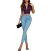 imageLYANER Womens Satin Halter Tie Backless Wrap Cut Out Cami Shirred Crop TopDark Purple