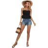 imageLYANER Womens Spaghetti Strap Ruffle Hem Sleeveless Cami Tank Top BlousesBlack