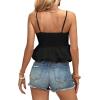 imageLYANER Womens Spaghetti Strap Ruffle Hem Sleeveless Cami Tank Top BlousesBlack