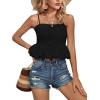 imageLYANER Womens Spaghetti Strap Ruffle Hem Sleeveless Cami Tank Top BlousesBlack