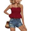 imageLYANER Womens Spaghetti Strap Ruffle Hem Sleeveless Cami Tank Top BlousesBurgundy