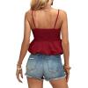 imageLYANER Womens Spaghetti Strap Ruffle Hem Sleeveless Cami Tank Top BlousesBurgundy