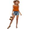 imageLYANER Womens Spaghetti Strap Ruffle Hem Sleeveless Cami Tank Top BlousesDark Orange