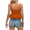 imageLYANER Womens Spaghetti Strap Ruffle Hem Sleeveless Cami Tank Top BlousesDark Orange