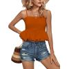 imageLYANER Womens Spaghetti Strap Ruffle Hem Sleeveless Cami Tank Top BlousesDark Orange